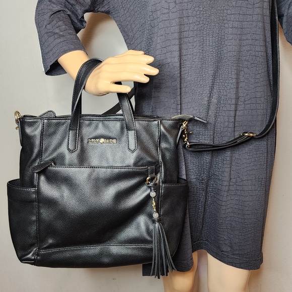 Lily Jade Brittany Vegan Leather Black Convertible Tote Bag Backpack - Picture 8 of 16